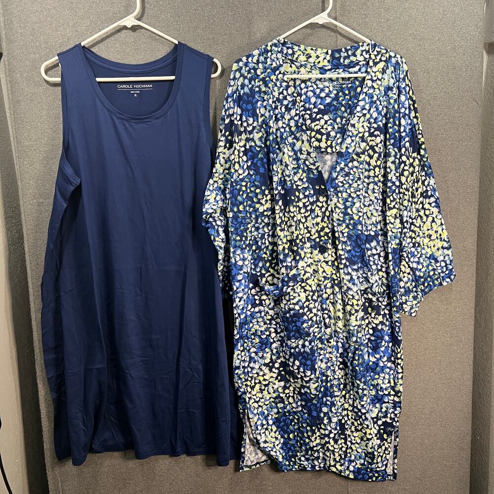 Carole Hochman Chemise and Cardigan Set Navy, X-Large